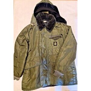 Vintage RefrigiWear Arctic Parka Jacket Mens  XL Green USA Made Fur Hood Work